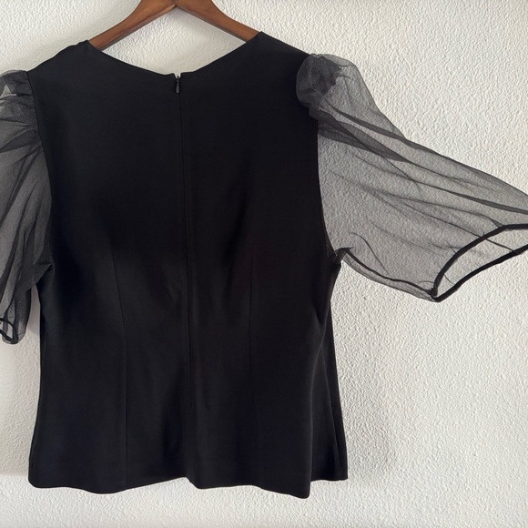 Zara Black Organza Puff Sleeve Blouse Goth Glam XXL Dark Academia Avant-Garde - Picture 9 of 15